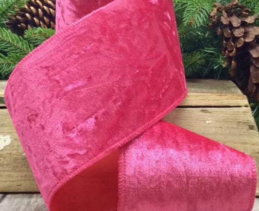 Pink Velvet 4 inch Ribbon by the yard