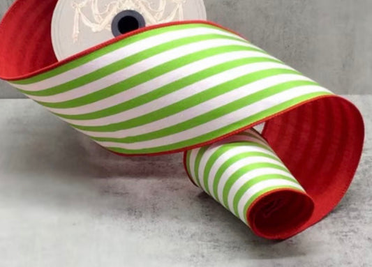 Green Stripe 4in Ribbon by the Yard